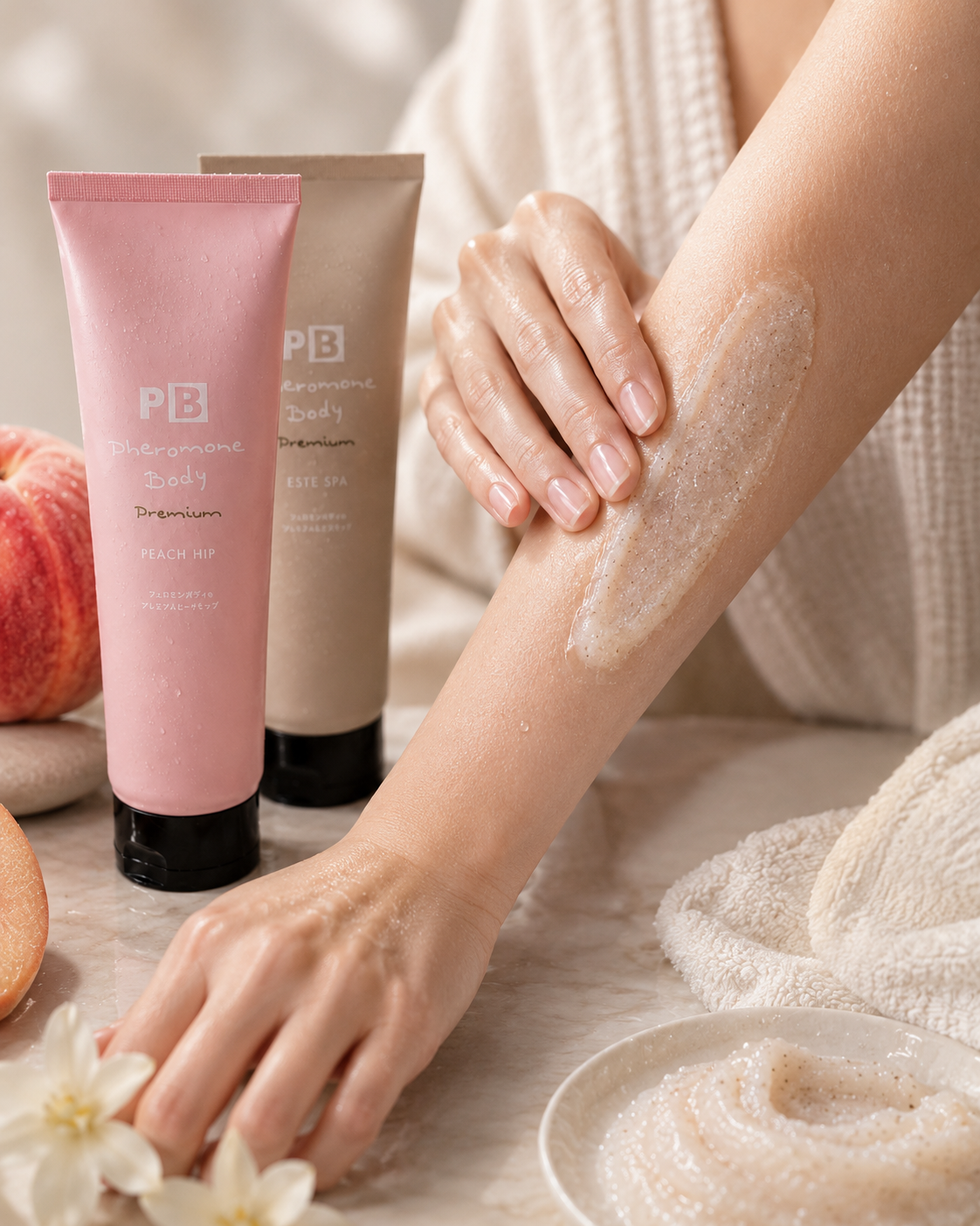 Người mẫu sử dụng kem muối tắm Pheromone Body