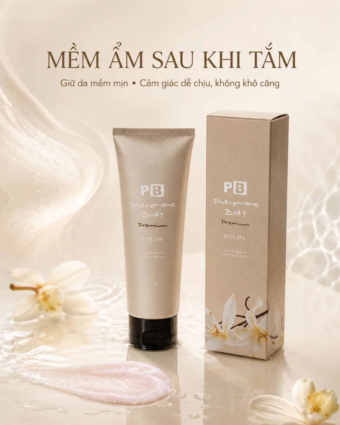 Minh họa cảm giác mềm ẩm sau khi dùng Este Spa