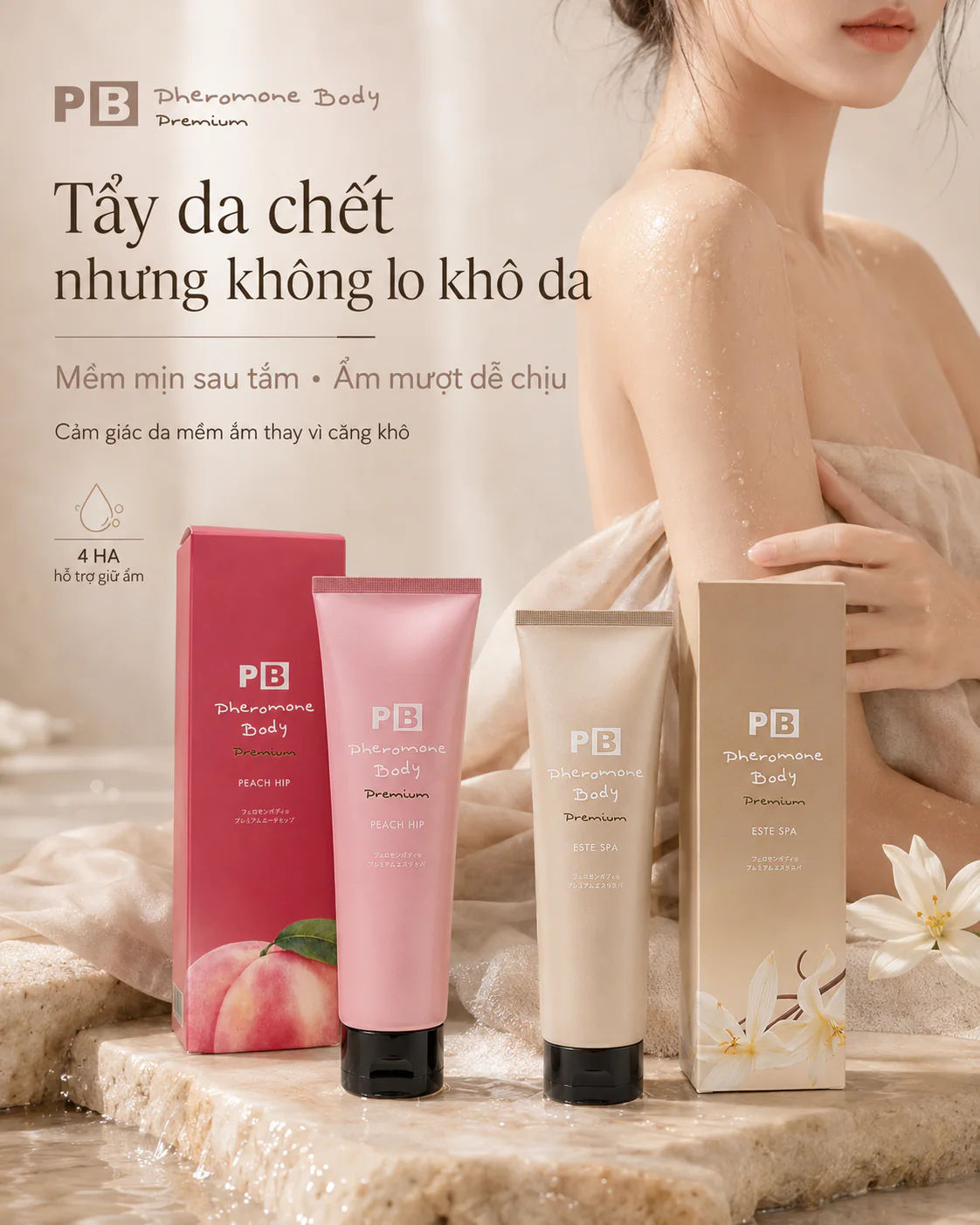 Massage kem muối ở vùng da body sần ráp